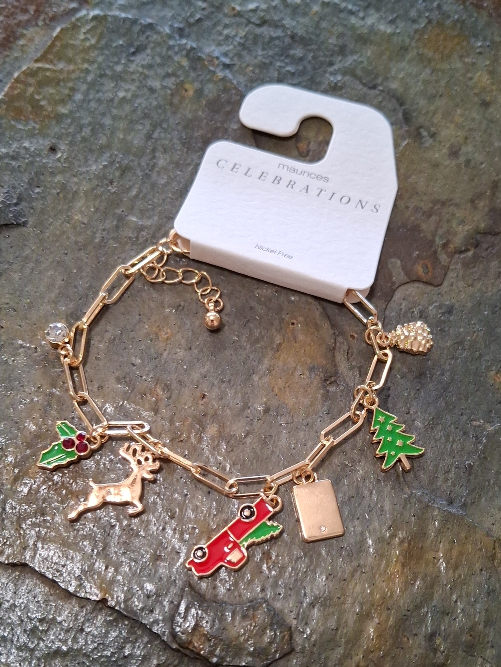 Maurices Gold-Tone Christmas Charm Bracelet